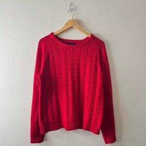 Land’s End Drifter 100% Cotton Cable Knit Fisherman Sweater Size XL